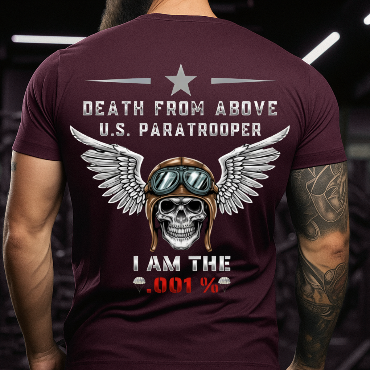 Paratrooper Veteran T-Shirt – Death From Above I Am The .001% – US Military Airborne Tee