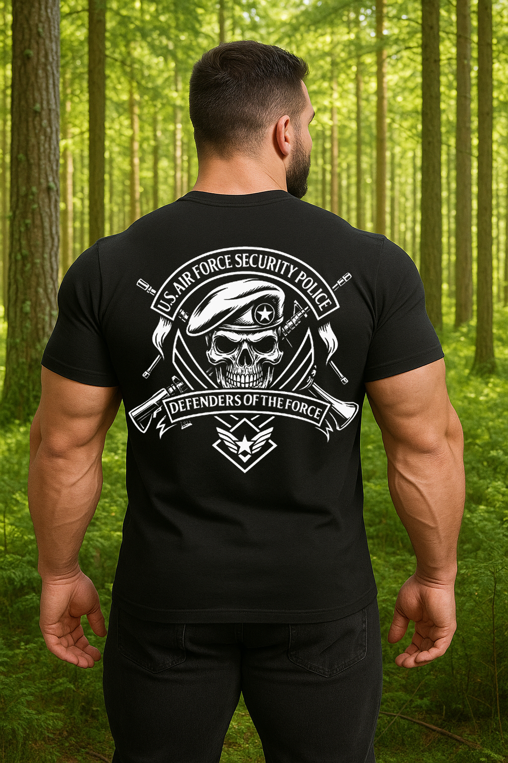 Air Force Security Police Skull Shirt – Defenders of the Force Military Veteran T-Shirt