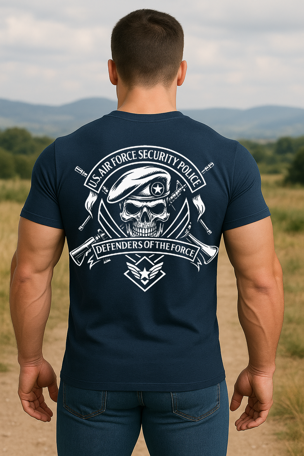 Air Force Security Police Skull Shirt – Defenders of the Force Military Veteran T-Shirt