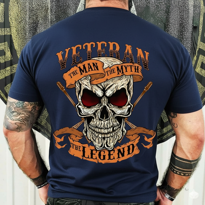 Veteran The Man The Myth The Legend Shirt – Military Skull Graphic Tee – Proud American Veteran Gift
