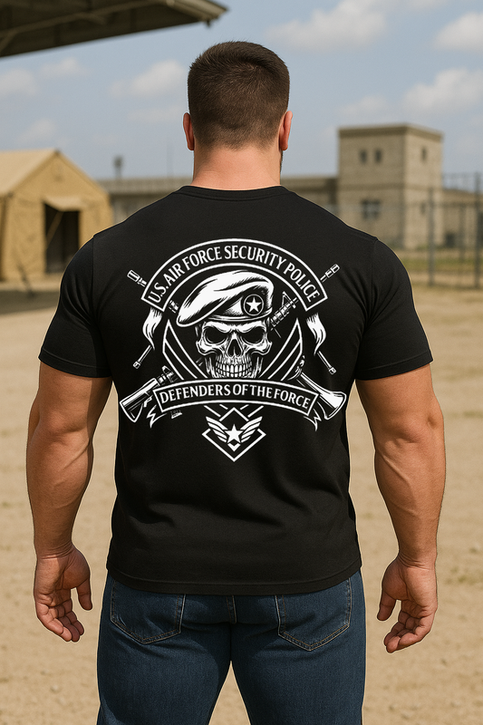 Air Force Security Police Skull Shirt – Defenders of the Force Military Veteran T-Shirt
