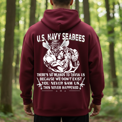 U.S. Navy Seabees T-Shirt – You Never Saw Us This Never Happened Military Veteran Pride Tee