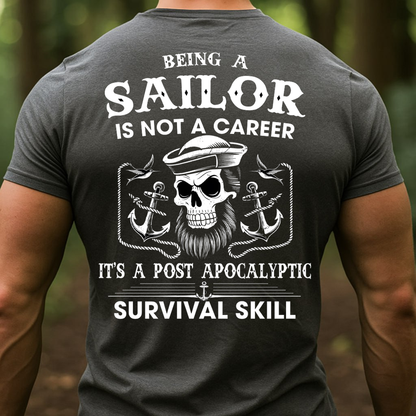 Sailor T-Shirt, Post Apocalyptic Survival Skill Sailor Skull Graphic Tee