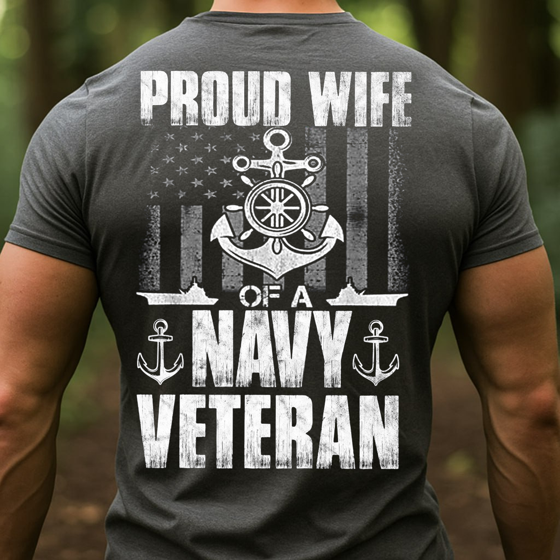 Proud Wife of a Navy Veteran T-Shirt, US Navy Military Spouse Graphic Tee
