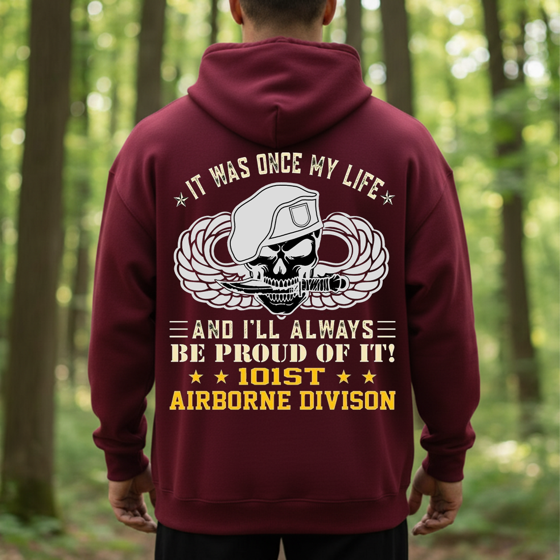 101st Airborne Division Veteran T-Shirt, Sweatshirt, Hoodie - Proud Military Skull Beret Tee for Army Veterans and Paratroopers