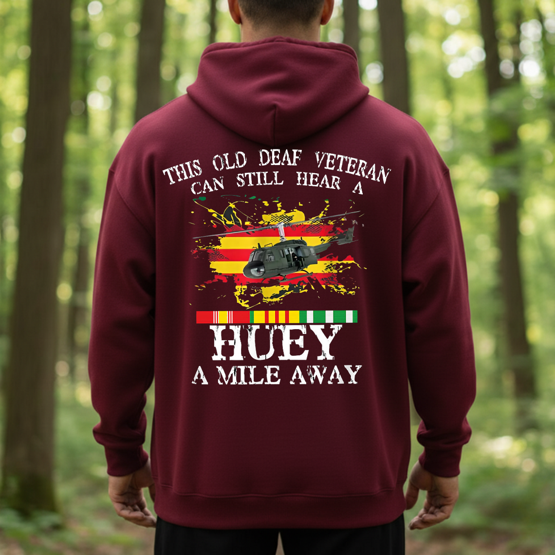 Vietnam Veteran Huey Helicopter T-Shirt, Old Deaf Veteran Military Pride Tee