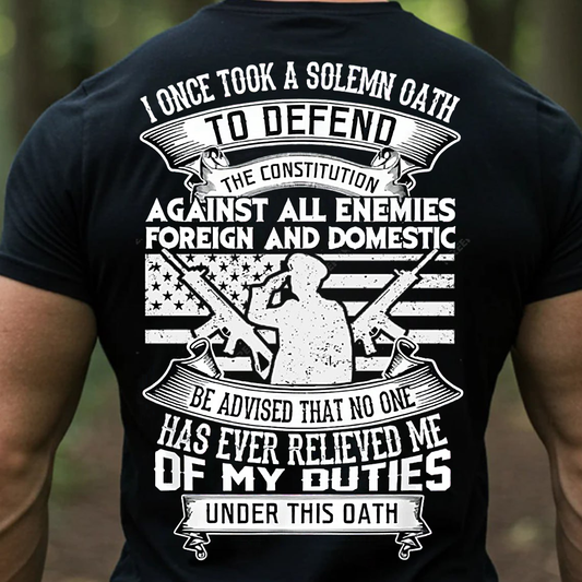 Veteran Duty Oath T-Shirt, Sweatshirt, Hoodie – Patriotic American Flag Military Tee