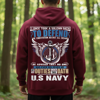 U.S. Navy Veteran T-Shirt, Sweatshirt, Hoodie – I Took a Solemn Oath to Defend the Constitution Patriotic Military Tee