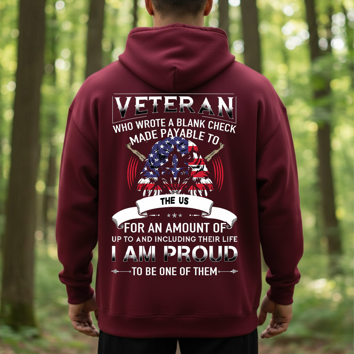 Proud US Veteran T-Shirt, Sweatshirt, Hoodie – Wrote a Blank Check for America Patriotic Military Soldier Tee