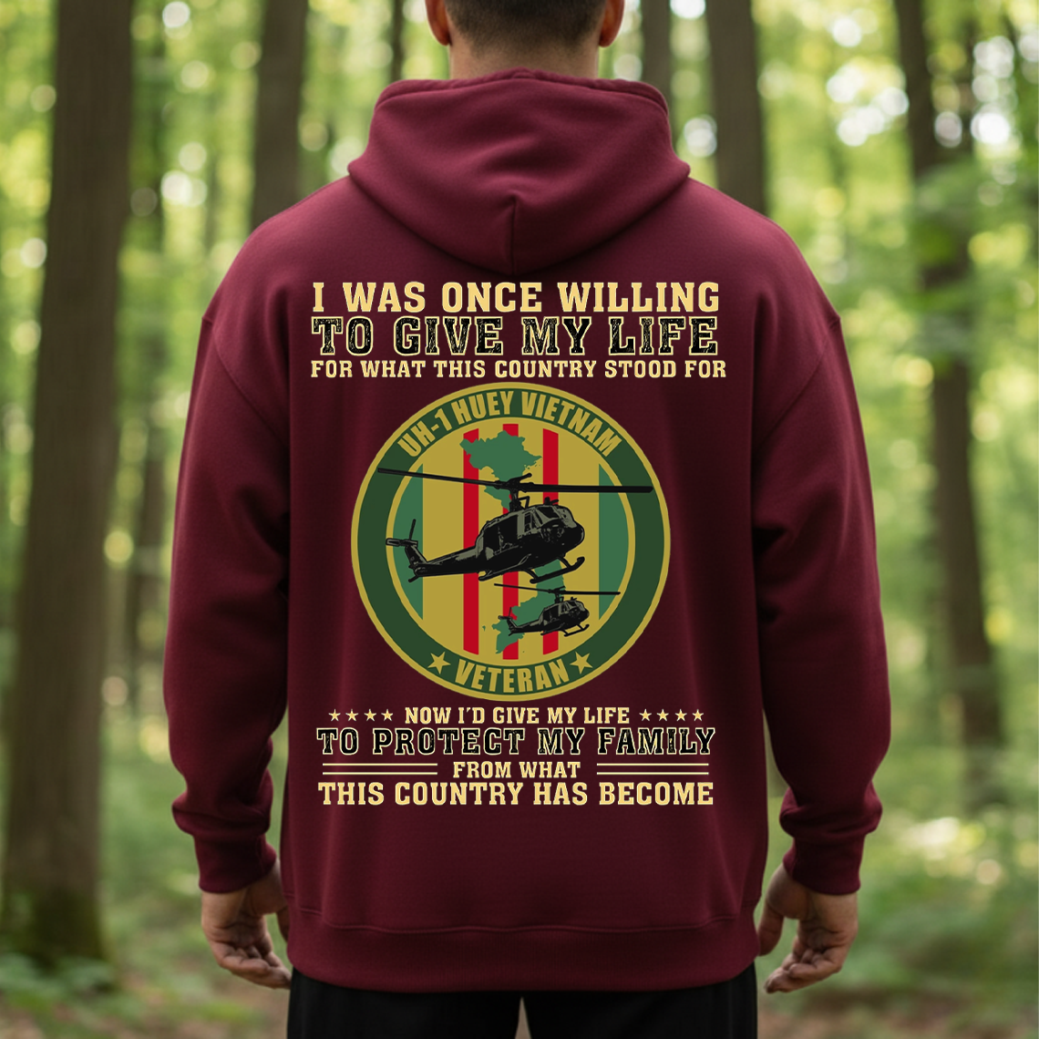 Vietnam Veteran UH-1 Huey T-Shirt, Sweatshirt, Hoodie – Patriotic Military Quote Tee, Proud American Veteran Shirt for Men and Veterans