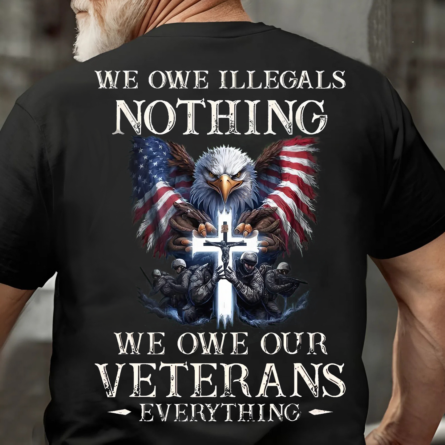 Veteran Tribute T-Shirt – Honoring Our Heroes with Eagle and Cross Design