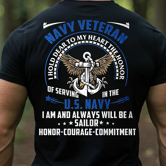 United States Navy Veteran T-Shirt, Proud U.S. Navy Sailor Military Tee, Honor Courage Commitment Shirt