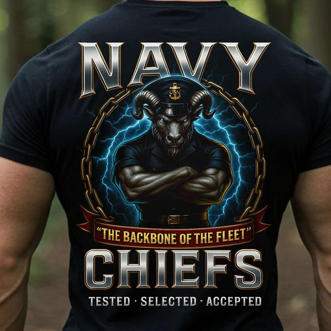 Navy Chiefs The Backbone of the Fleet T-Shirt, Sweatshirt, Hoodie  – USN Goat Chief Veteran Military Pride Tee
