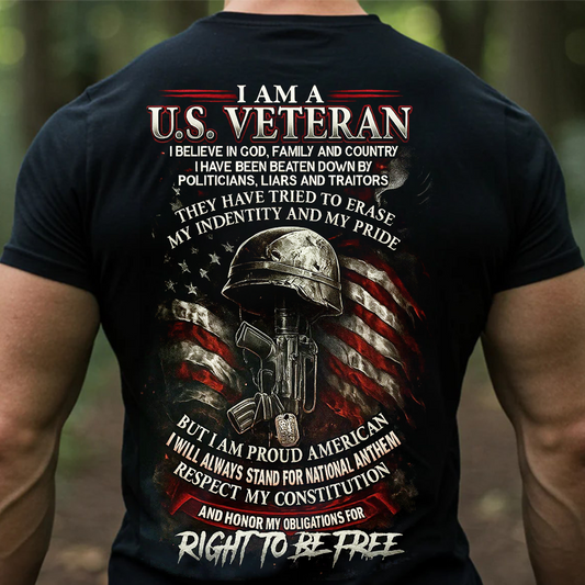 I Am a U.S. Veteran Shirt – Proud American Patriotic T-Shirt – Military Veteran Apparel – Gift for Veterans and Patriots