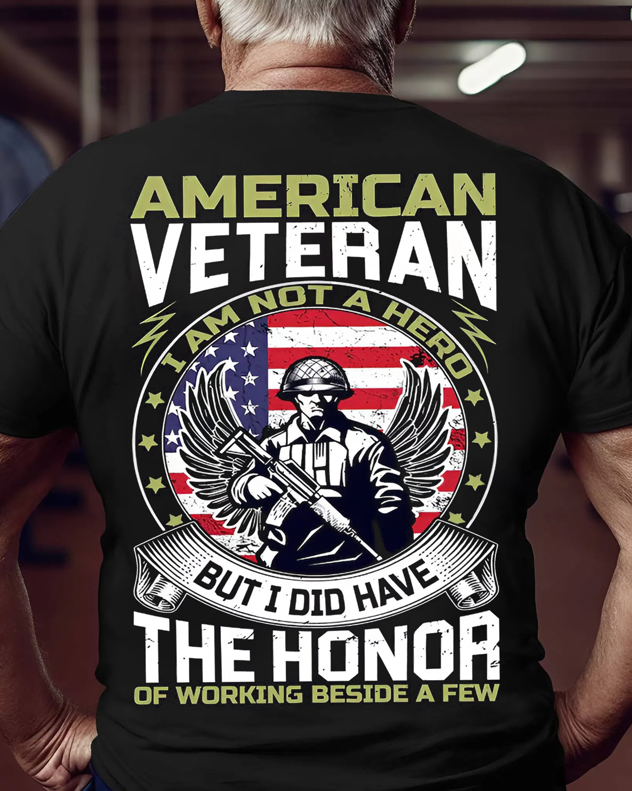 American Veteran T-Shirt – Not a Hero, But Honored to Serve – Military Pride Tee