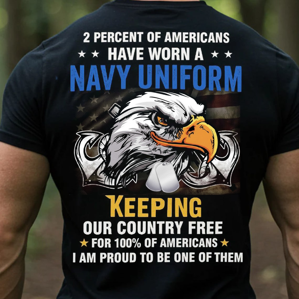 Navy Veteran Shirt, Sweatshirt, Hoodie – 2 Percent of Americans Have Worn a Navy Uniform – Proud Military Veteran Tee – Patriotic Gift for Men