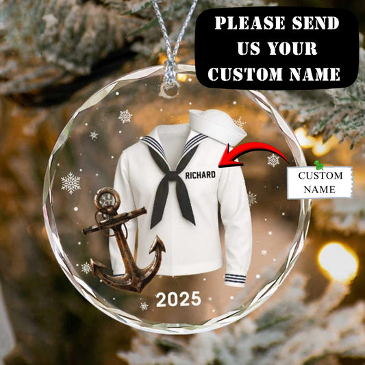 Personalized Sailor Uniform Ornament, Navy Sailor Christmas Ornament, Custom Name Military Keepsake, Navy Anchor Ornament, Veteran Gift, Xmas Gift
