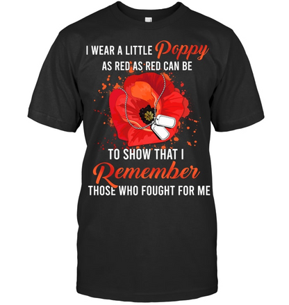 Veteran Day Lest We Forget Red Poppy Flower Usa Memorial Day Remembrance Day T Shirt