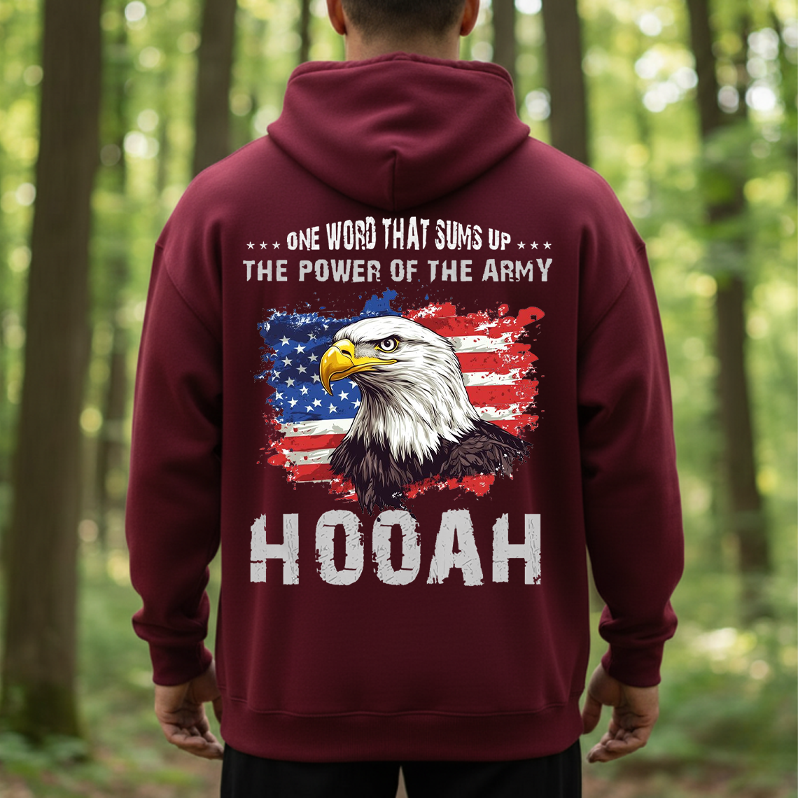 Hooah Army T-Shirt – One Word That Sums Up the Power of the Army Patriotic Bald Eagle Military Tee