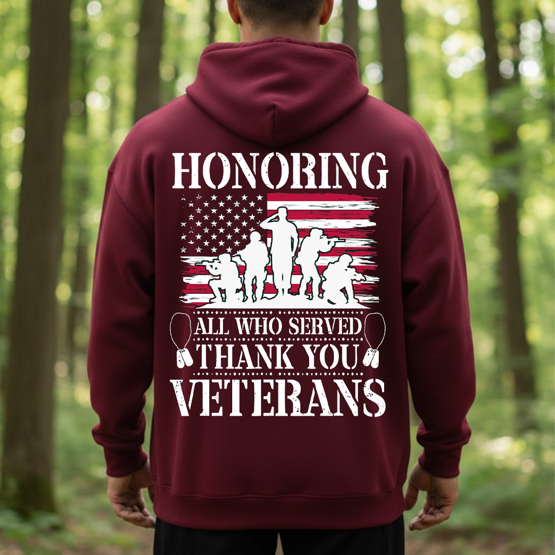 Honoring All Who Served Shirt, Sweatshirt, Hoodie - Thank You Veterans T-Shirt, Patriotic American Flag Military Gift for Veterans Day
