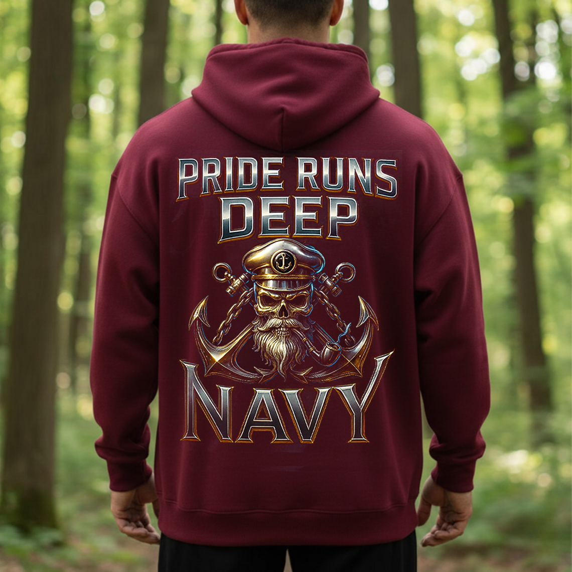 Pride Runs Deep United States Navy T-Shirt, Sweatshirt, Hoodie – US Navy Veteran Skull Anchor Military Pride Tee