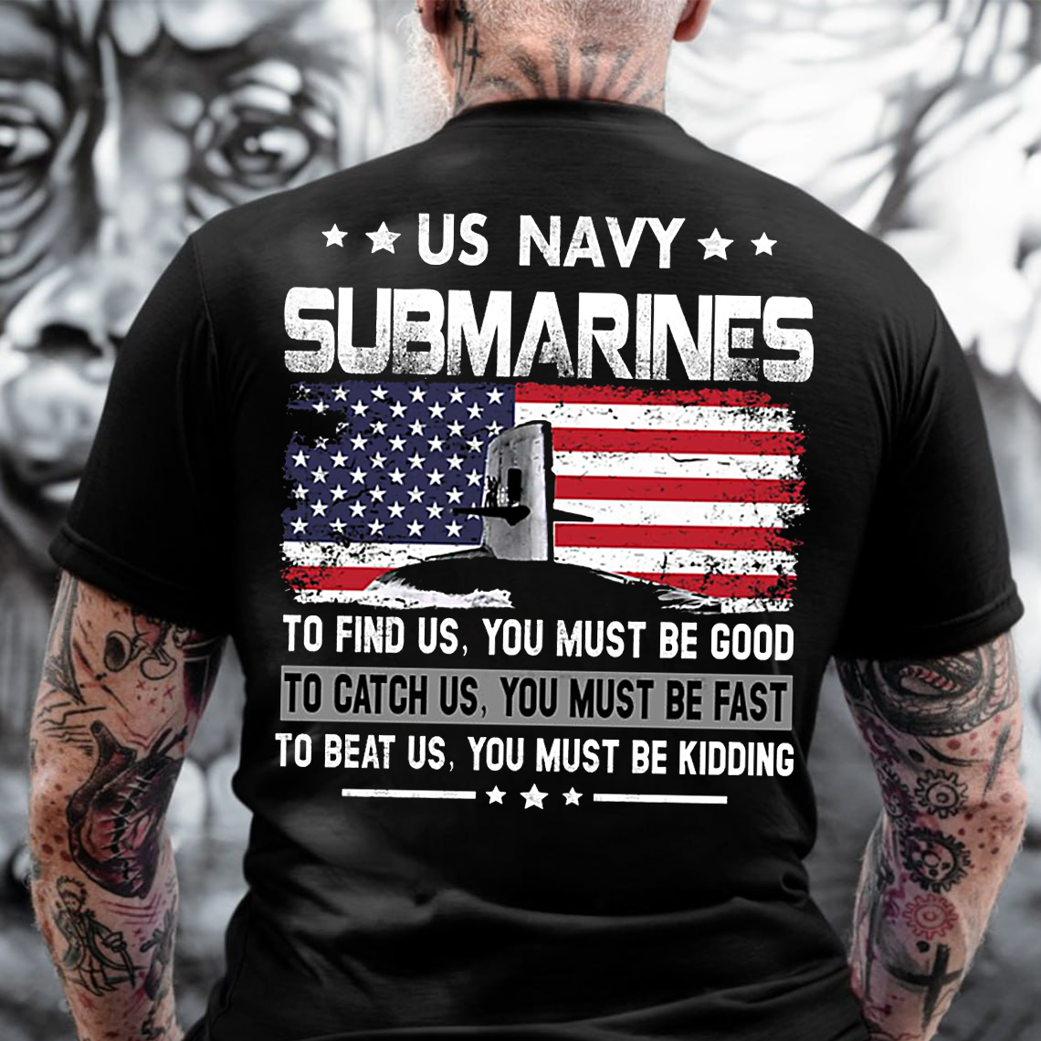 US Navy Submarine T-Shirt, To Find, Catch, Beat Us Graphic Tee