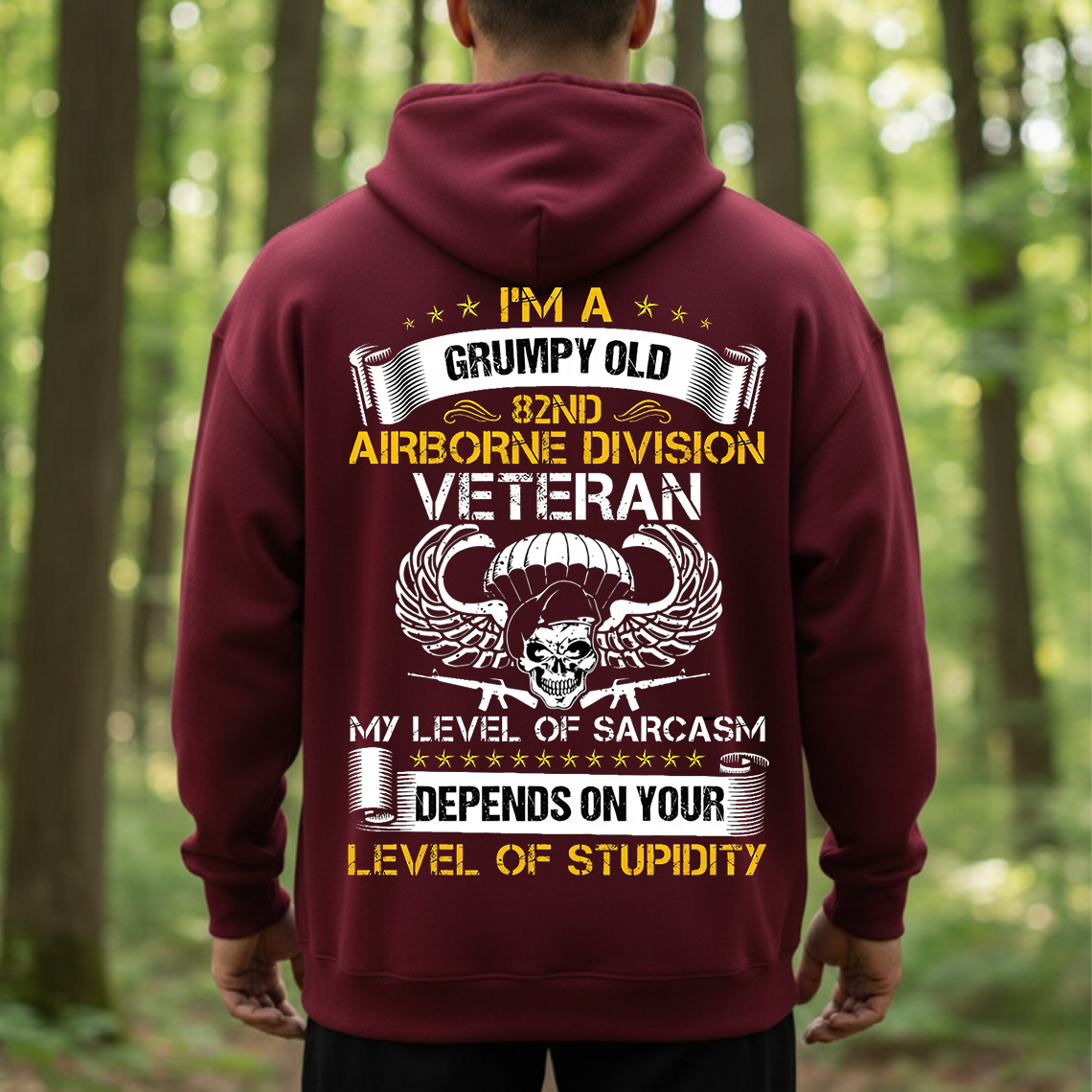 Grumpy Old 82nd Airborne Division Veteran T-Shirt - Funny Sarcastic Military Skull Tee for Army Veterans