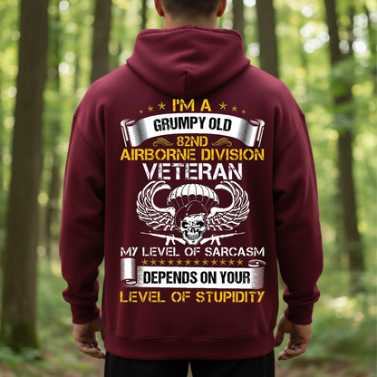 Grumpy Old 82nd Airborne Division Veteran T-Shirt - Funny Sarcastic Military Skull Tee for Army Veterans