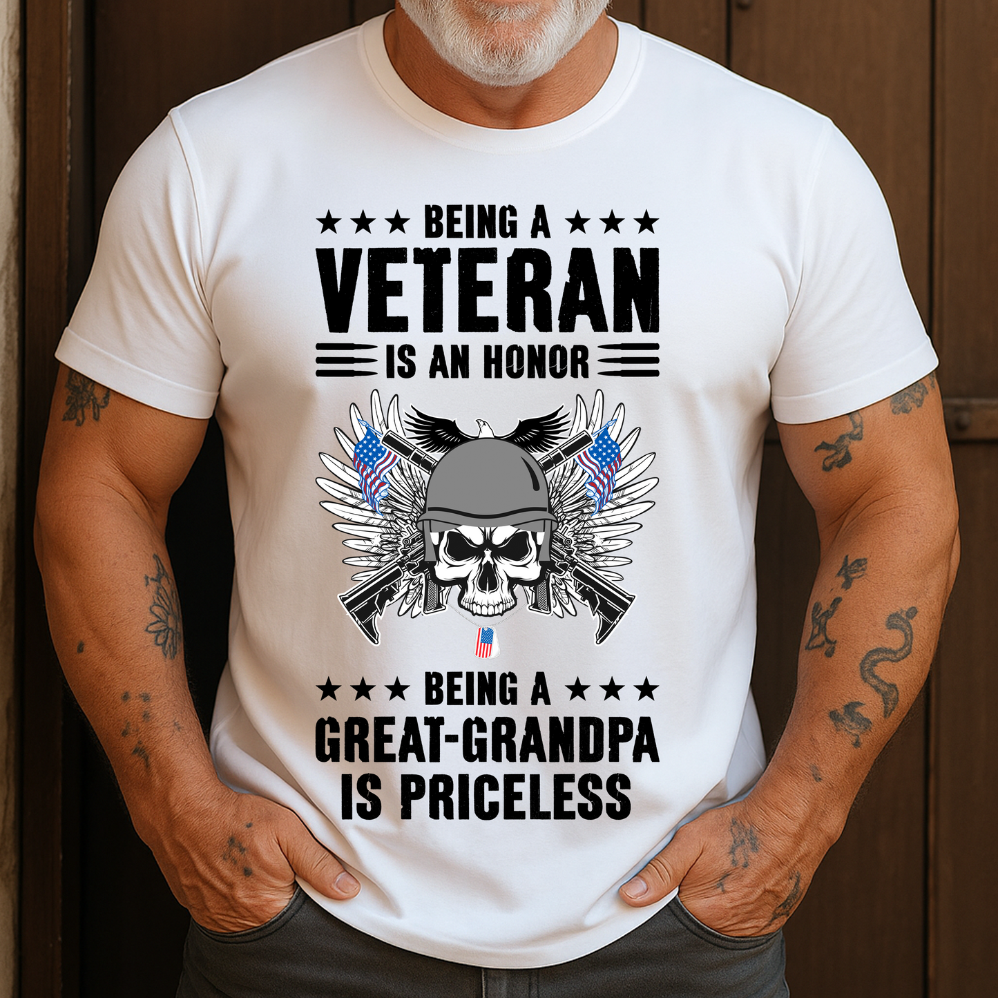 Being A Veteran Is An Honor Being A Great Grandpa Is Priceless T-Shirt