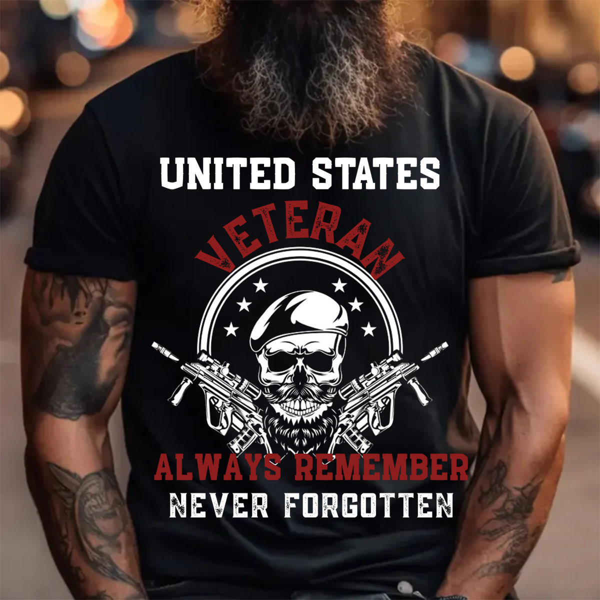 U.S. Veteran Shirt - Always Remember, Never Forgotten - Veteran Skull Design