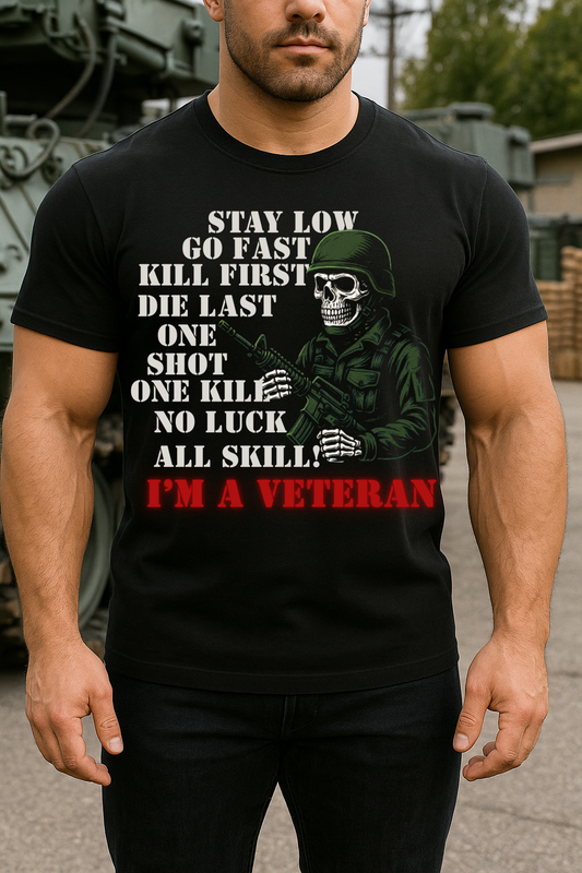 I’m A Veteran Military Skull Shirt – Tactical Soldier Combat Quote Tee