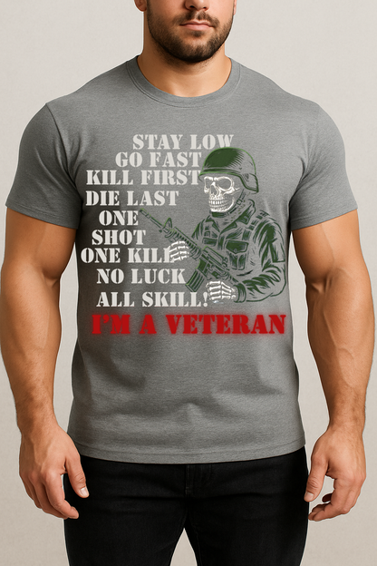 I’m A Veteran Military Skull Shirt – Tactical Soldier Combat Quote Tee