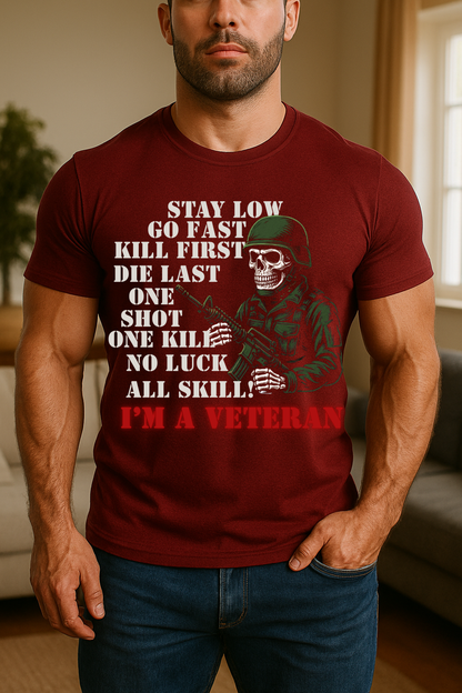 I’m A Veteran Military Skull Shirt – Tactical Soldier Combat Quote Tee