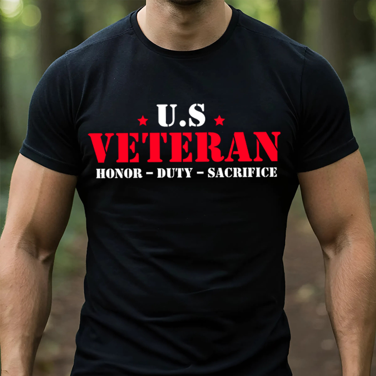 2 side U.S. Veteran T-Shirt, Sweatshirt, Hoodie – Honor Duty Sacrifice – Military Pride T-Shirt for Veterans