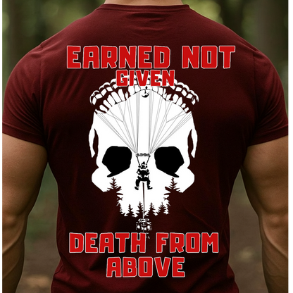 Airborne Paratrooper Skull Shirt – Earned Not Given – Death From Above Veteran T-Shirt