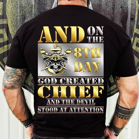 Navy Veteran Shirt – And On The 8th Day God Created Chief – Military Pride Tee