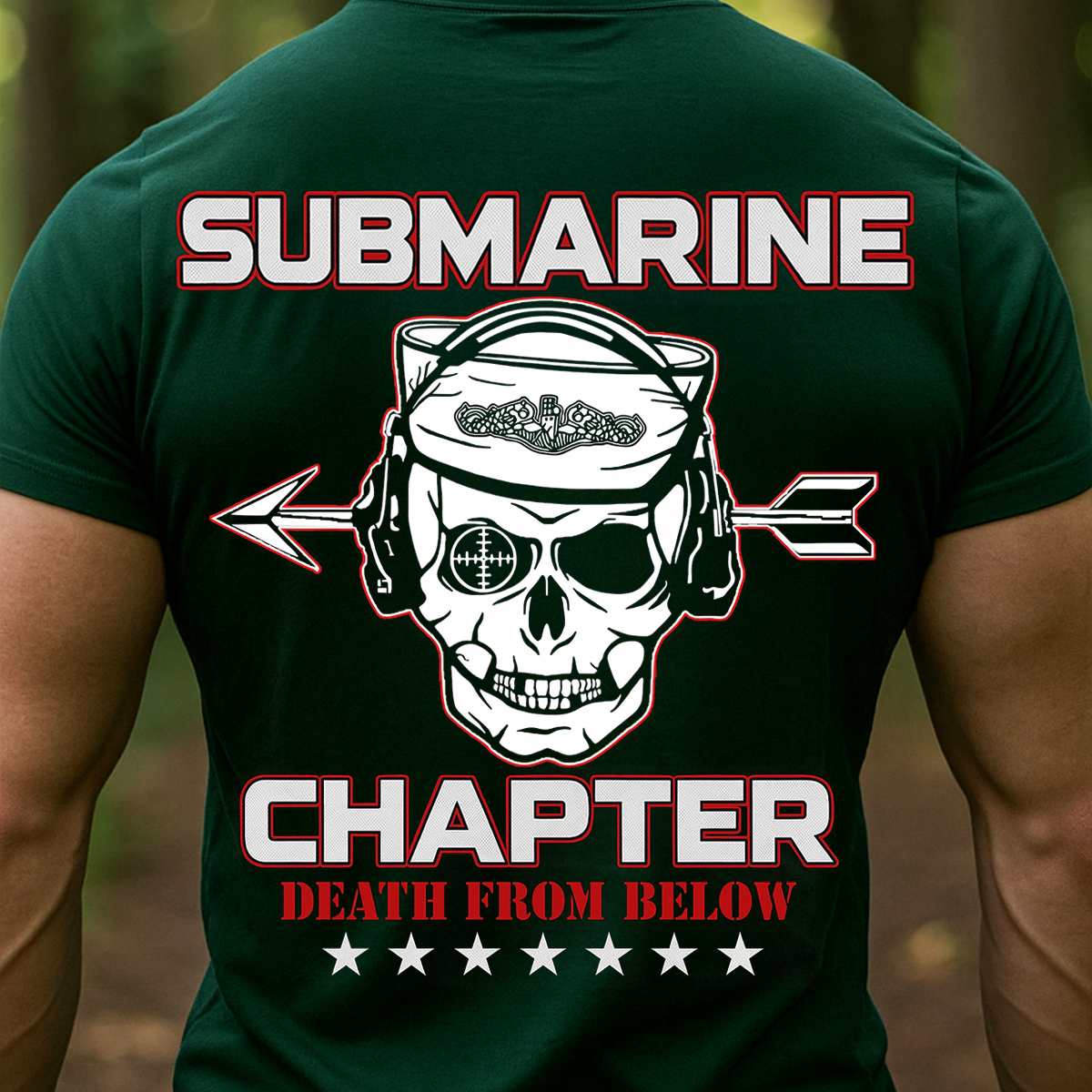 Submarine Chapter T-Shirt – Death From Below Skull Navy Veteran Tee – Military Submariner - Gift For Veteran