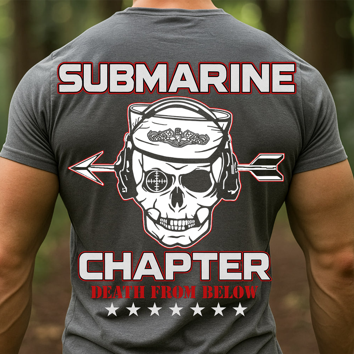 Submarine Chapter T-Shirt – Death From Below Skull Navy Veteran Tee – Military Submariner - Gift For Veteran