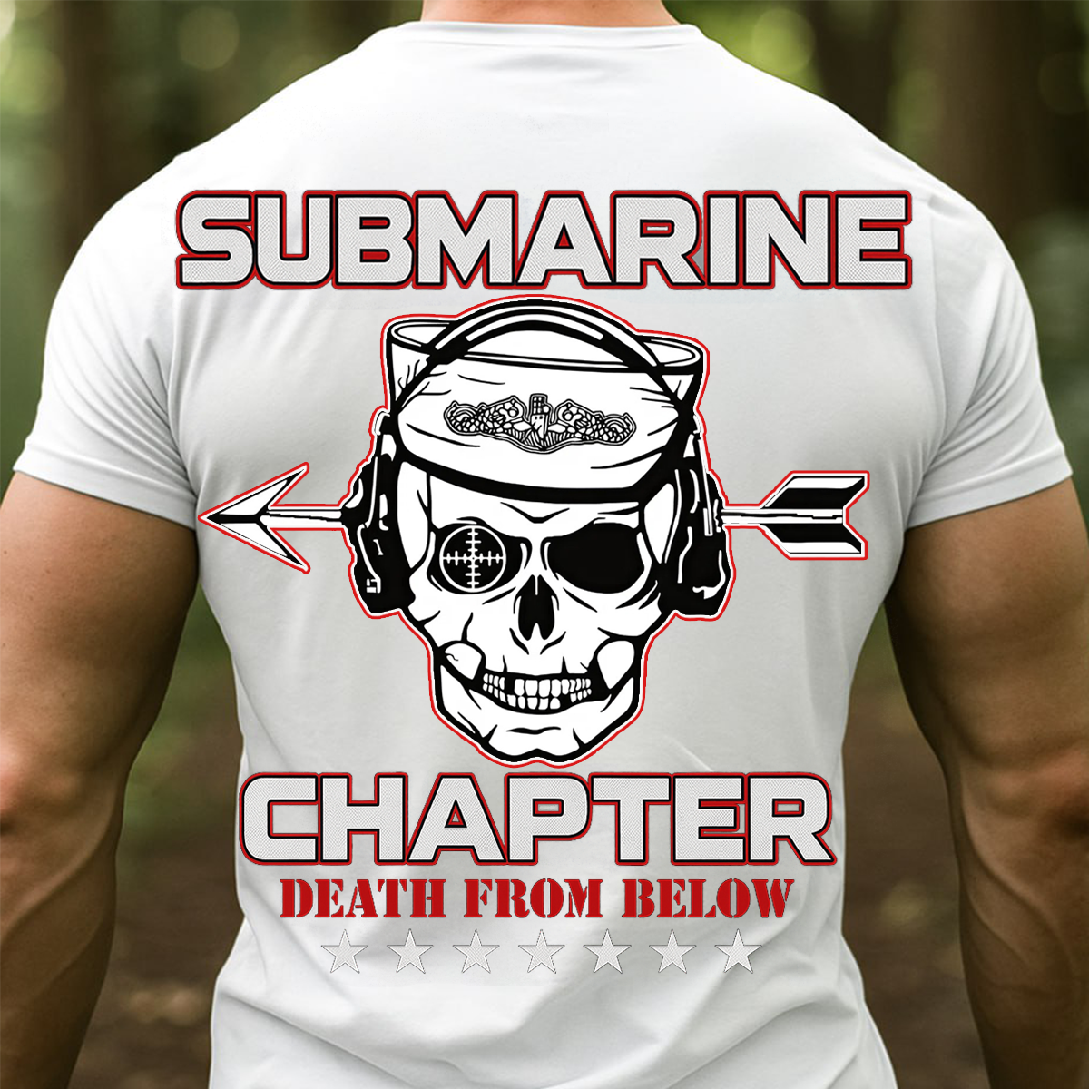 Submarine Chapter T-Shirt – Death From Below Skull Navy Veteran Tee – Military Submariner - Gift For Veteran