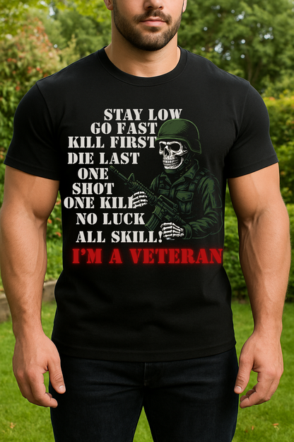 I’m A Veteran Military Skull Shirt – Tactical Soldier Combat Quote Tee