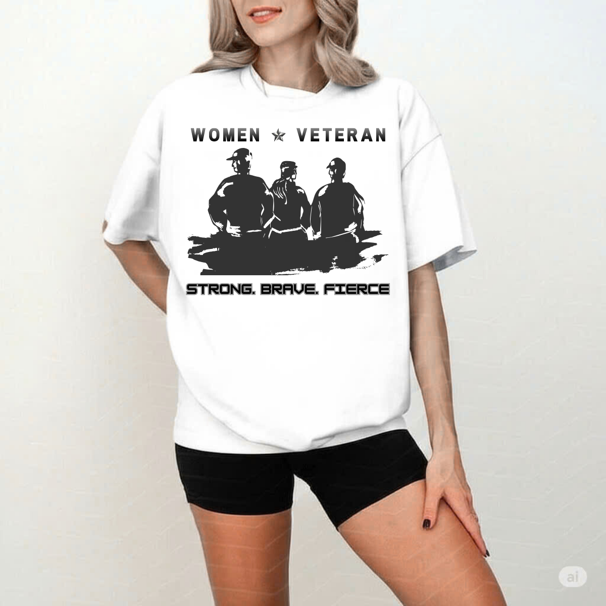 'Women Veteran - Strong - Brave - Fierce' T-Shirt, Veteran T-Shirt for Women