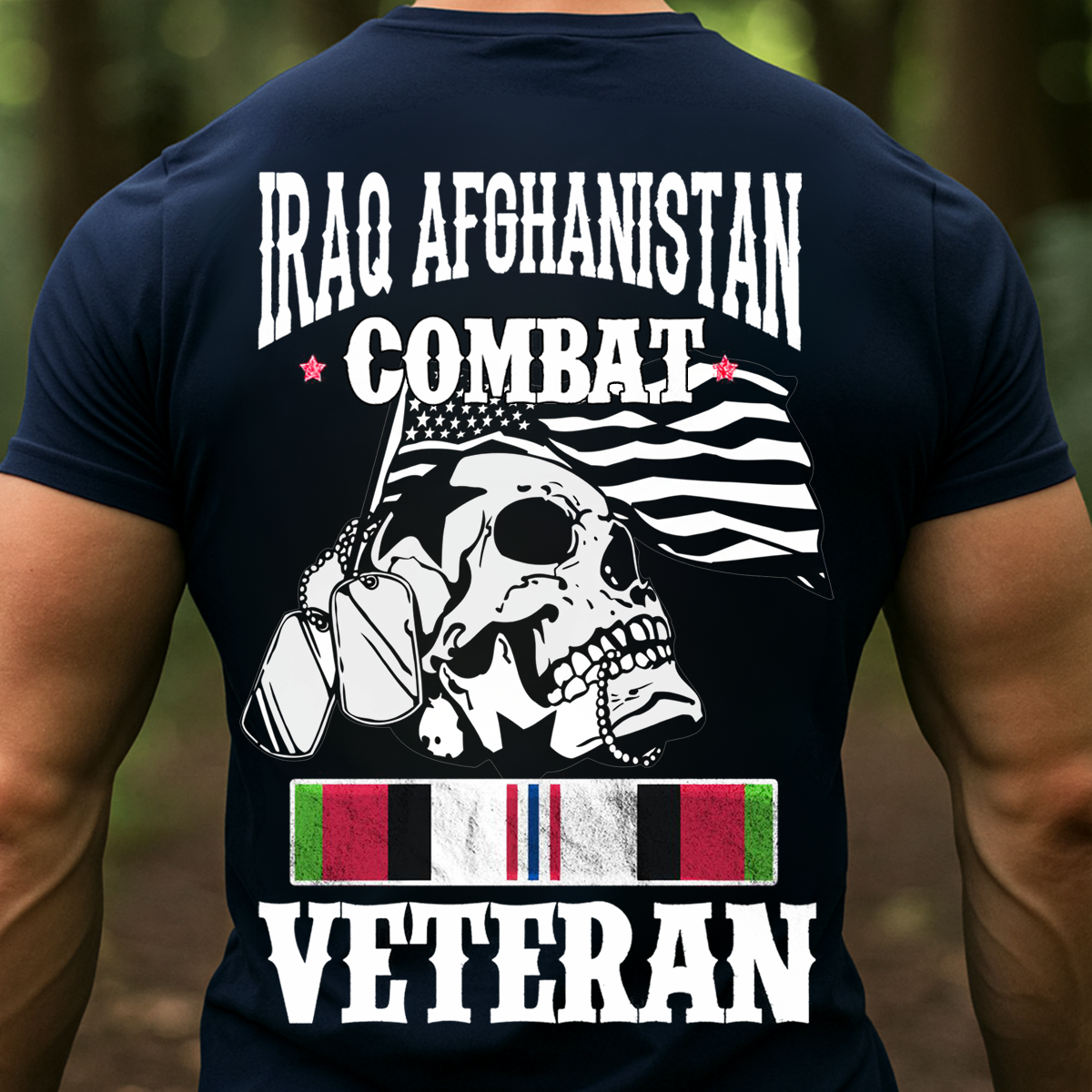Combat Veteran T-Shirt-Iraq Afghanistan Veteran Shirt-Patriotic Skull Veteran Shirt – Iraq Afghanistan War Veteran Gift