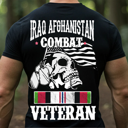 Combat Veteran T-Shirt-Iraq Afghanistan Veteran Shirt-Patriotic Skull Veteran Shirt – Iraq Afghanistan War Veteran Gift