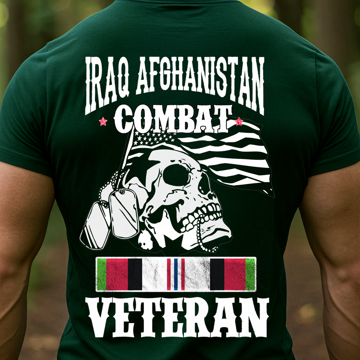 Combat Veteran T-Shirt-Iraq Afghanistan Veteran Shirt-Patriotic Skull Veteran Shirt – Iraq Afghanistan War Veteran Gift