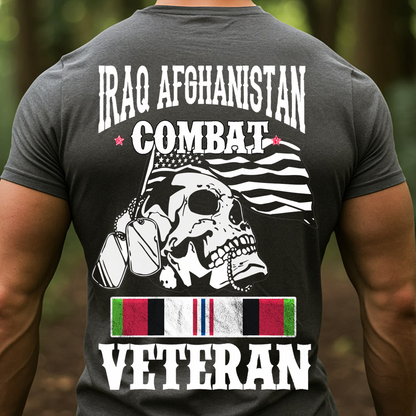 Combat Veteran T-Shirt-Iraq Afghanistan Veteran Shirt-Patriotic Skull Veteran Shirt – Iraq Afghanistan War Veteran Gift