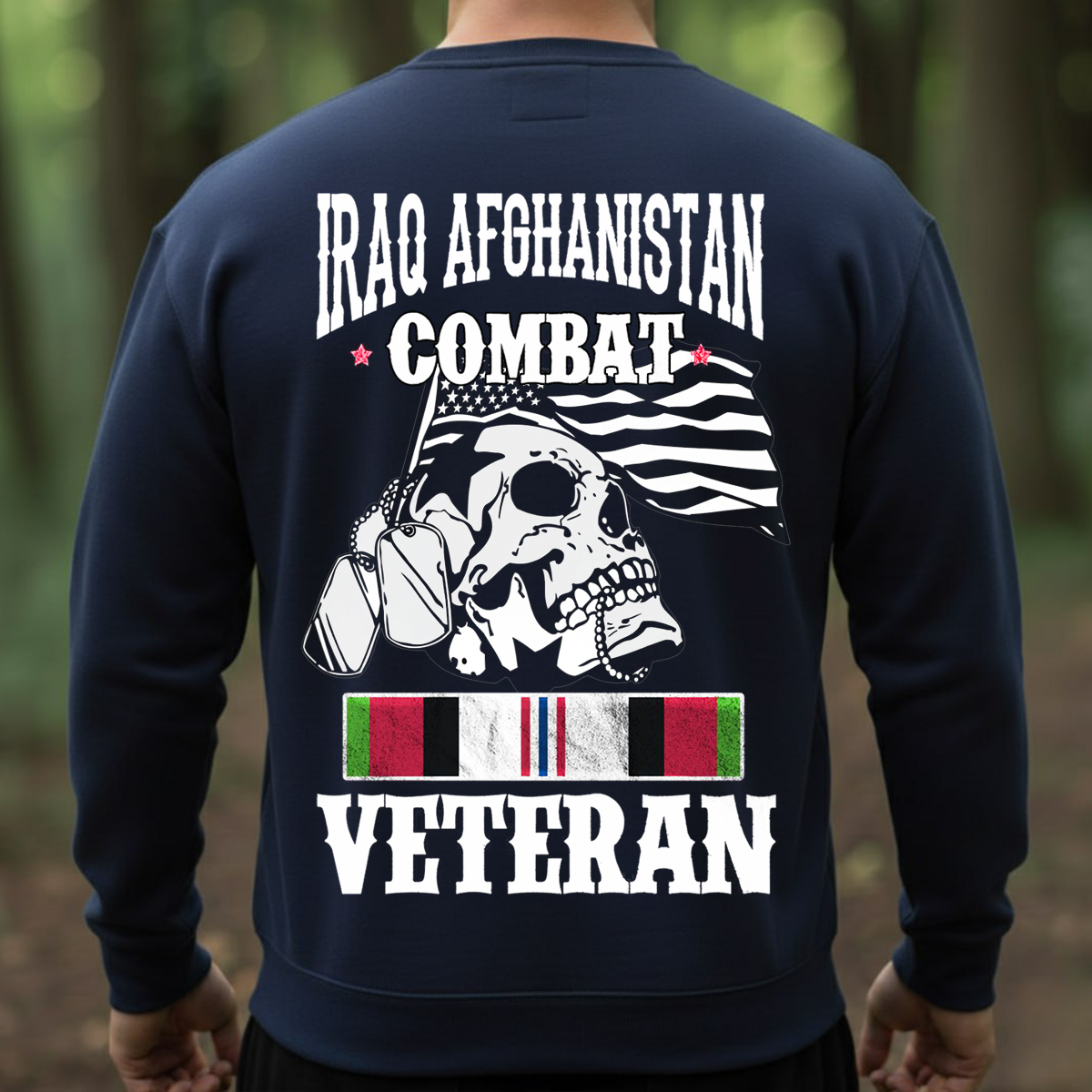 Combat Veteran T-Shirt-Iraq Afghanistan Veteran Shirt-Patriotic Skull Veteran Shirt – Iraq Afghanistan War Veteran Gift