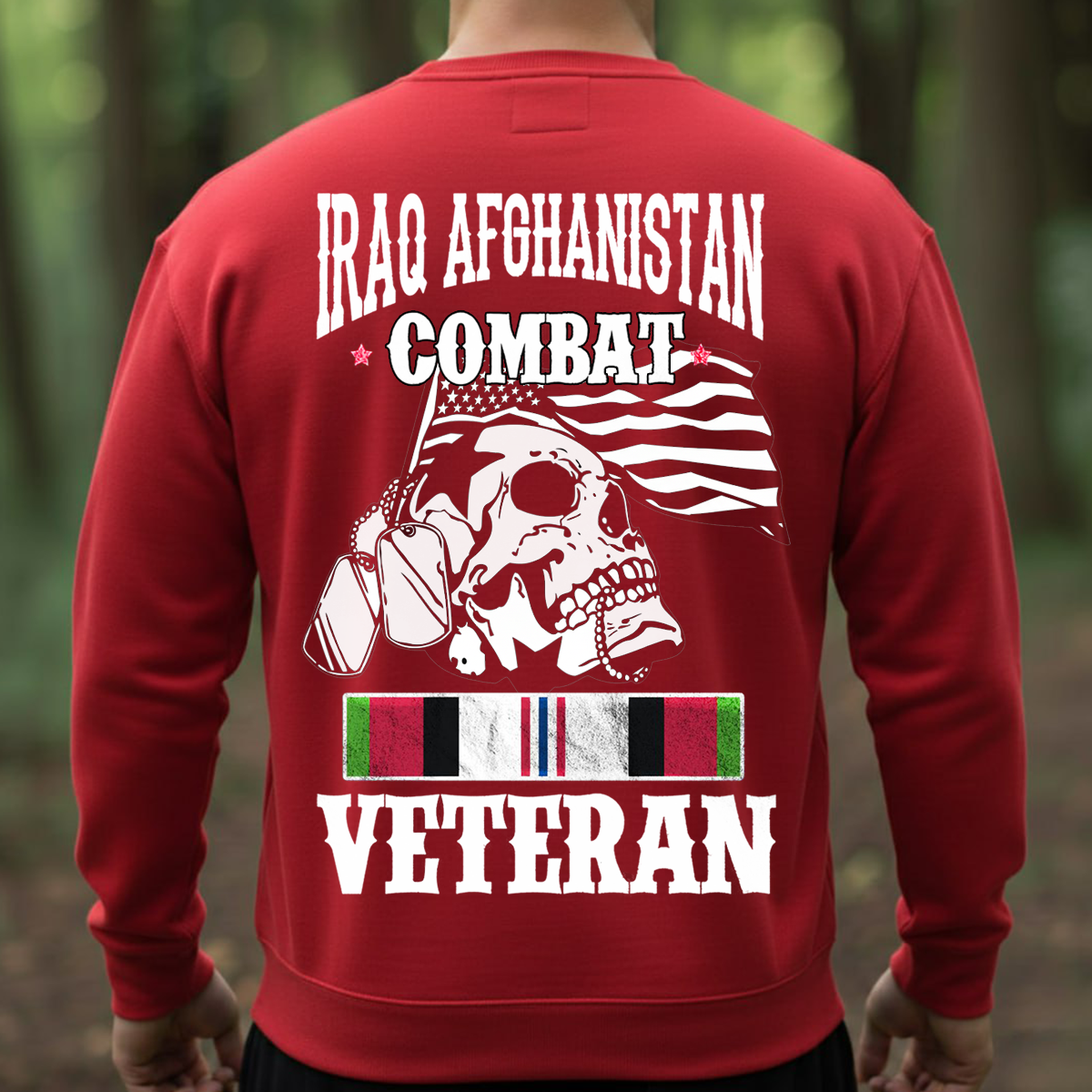 Combat Veteran T-Shirt-Iraq Afghanistan Veteran Shirt-Patriotic Skull Veteran Shirt – Iraq Afghanistan War Veteran Gift
