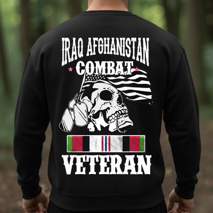 Combat Veteran T-Shirt-Iraq Afghanistan Veteran Shirt-Patriotic Skull Veteran Shirt – Iraq Afghanistan War Veteran Gift