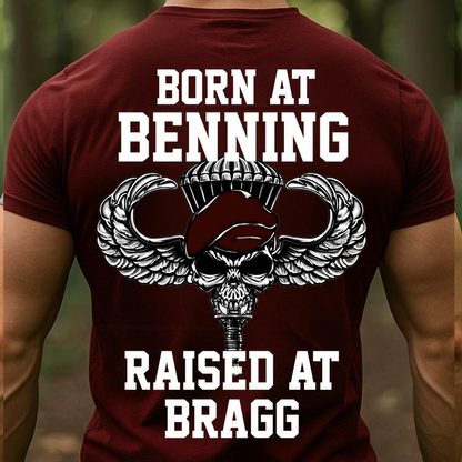 Born at Benning Raised at Bragg Shirt – Airborne Paratrooper Military Veteran T-Shirt, Hoodie,Sweatshirt