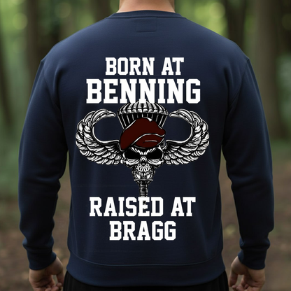 Born at Benning Raised at Bragg Shirt – Airborne Paratrooper Military Veteran T-Shirt, Hoodie,Sweatshirt